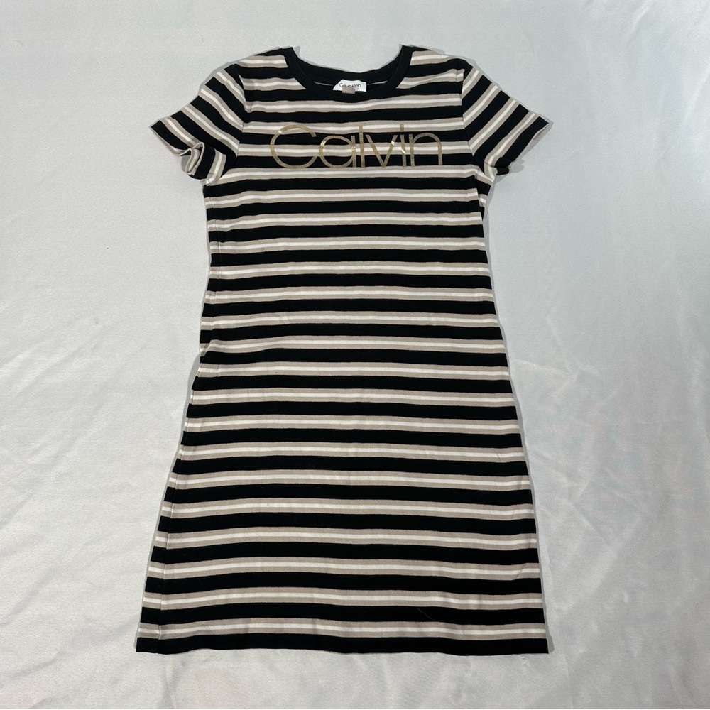 Calvin Klein Striped T-Shirt Dress🎬